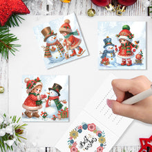 Load image into Gallery viewer, 6pcs Diamond Painting Greeting Card Diamond Art Christmas Card(Snowman and Girl)