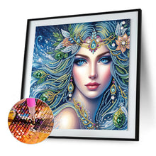 Load image into Gallery viewer, Diamond Painting - Partial Special Shaped - Exotic peacock girl Girl (30*30CM)