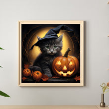 Load image into Gallery viewer, Diamond Painting - Full Round - Halloween pumpkin kitten (30*30CM)
