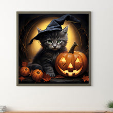Load image into Gallery viewer, Diamond Painting - Full Round - Halloween pumpkin kitten (30*30CM)