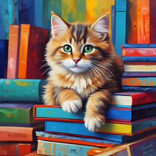 Load image into Gallery viewer, Diamond Painting - Full Round - Book cat (30*30CM)