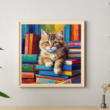 Load image into Gallery viewer, Diamond Painting - Full Round - Book cat (30*30CM)