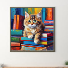 Load image into Gallery viewer, Diamond Painting - Full Round - Book cat (30*30CM)
