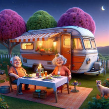 Load image into Gallery viewer, Diamond Painting - Full Round - Camping car old couple (40*40CM)