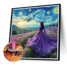 Load image into Gallery viewer, Diamond Painting - Full Round - Van Gogh starry sky flower girl back (40*40CM)