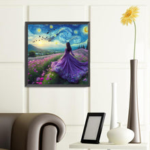 Load image into Gallery viewer, Diamond Painting - Full Round - Van Gogh starry sky flower girl back (40*40CM)