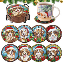 Load image into Gallery viewer, 8Pcs Wooden Christmas Dog DIY Diamond Art Coaster Crafts with Holder for Present