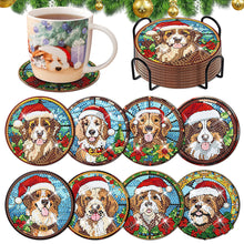 Load image into Gallery viewer, 8Pcs Wooden Christmas Dog DIY Diamond Art Coaster Crafts with Holder for Present
