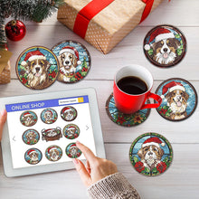 Load image into Gallery viewer, 8Pcs Wooden Christmas Dog DIY Diamond Art Coaster Crafts with Holder for Present