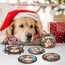 Load image into Gallery viewer, 8Pcs Wooden Christmas Dog DIY Diamond Art Coaster Crafts with Holder for Present