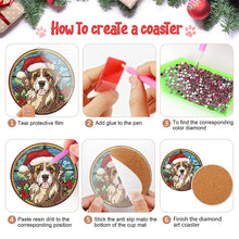Load image into Gallery viewer, 8Pcs Wooden Christmas Dog DIY Diamond Art Coaster Crafts with Holder for Present