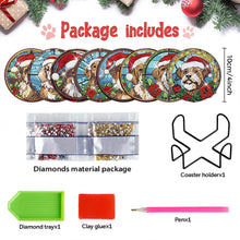 Load image into Gallery viewer, 8Pcs Wooden Christmas Dog DIY Diamond Art Coaster Crafts with Holder for Present