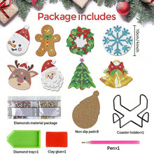 Load image into Gallery viewer, 8 Pcs DIY Diamond Painting Coasters Kits with Holder DIY Diamond Art Coaster Set