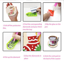 Load image into Gallery viewer, 9Pcs Wooden Christmas Cartoon Diamond Painting Coasters with Holder Gift for Mom