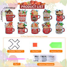 Load image into Gallery viewer, 10Pcs DIY Diamond Painting Coasters Kits with Holder DIY Diamond Art Coaster Set