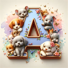 Load image into Gallery viewer, Diamond Painting - Full Round - Puppies letter A (30*30CM)