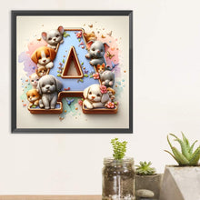 Load image into Gallery viewer, Diamond Painting - Full Round - Puppies letter A (30*30CM)