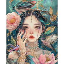 Load image into Gallery viewer, AB Diamond Painting - Full Round - Oriental classical girl and flowers and birds (40*50CM)