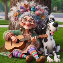 Load image into Gallery viewer, Diamond Painting - Full Round - Grandma playing guitar (40*40CM)