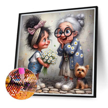 Load image into Gallery viewer, Diamond Painting - Full Round - Girl and grandma giving flowers (40*40CM)