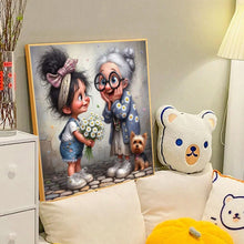 Load image into Gallery viewer, Diamond Painting - Full Round - Girl and grandma giving flowers (40*40CM)
