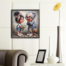Load image into Gallery viewer, Diamond Painting - Full Round - Girl and grandma giving flowers (40*40CM)