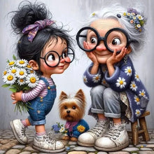 Load image into Gallery viewer, Diamond Painting - Full Round - Girl and grandma preparing surprise (40*40CM)