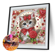 Load image into Gallery viewer, Diamond Painting - Partial Special Shaped - Cat and flowers (30*30CM)
