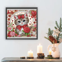 Load image into Gallery viewer, Diamond Painting - Partial Special Shaped - Cat and flowers (30*30CM)
