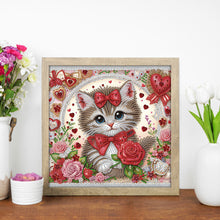 Load image into Gallery viewer, Diamond Painting - Partial Special Shaped - Cat and flowers (30*30CM)