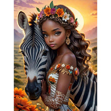 Load image into Gallery viewer, Diamond Painting - Full Round - Zebra and girl (30*40CM)