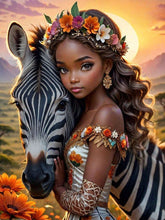 Load image into Gallery viewer, Diamond Painting - Full Round - Zebra and girl (30*40CM)
