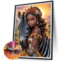 Load image into Gallery viewer, Diamond Painting - Full Round - Zebra and girl (30*40CM)