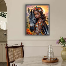 Load image into Gallery viewer, Diamond Painting - Full Round - Zebra and girl (30*40CM)