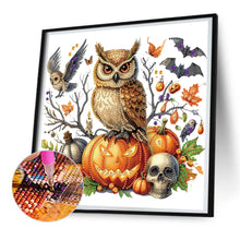 Load image into Gallery viewer, Diamond Painting - Partial Special Shaped - Owl and Pumpkin (30*30CM)