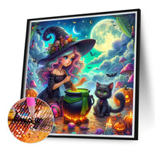 Load image into Gallery viewer, Diamond Painting - Full Round - Witch and kitten (40*40CM)