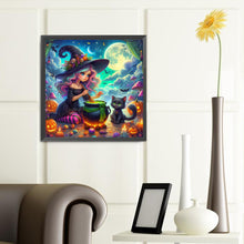 Load image into Gallery viewer, Diamond Painting - Full Round - Witch and kitten (40*40CM)