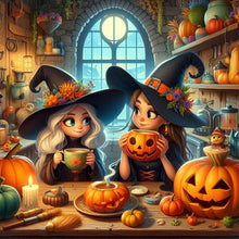 Load image into Gallery viewer, Diamond Painting - Full Round - Witch and pumpkin (40*40CM)