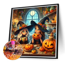 Load image into Gallery viewer, Diamond Painting - Full Round - Witch and pumpkin (40*40CM)