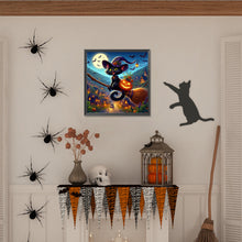 Load image into Gallery viewer, Diamond Painting - Full Round - Witch cat riding a broomstick (40*40CM)