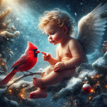 Load image into Gallery viewer, AB Diamond Painting - Full Round - Red cardinal and angel baby (40*40CM)