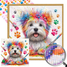 Load image into Gallery viewer, AB Diamond Painting - Full Round - Drawing Yorkshire Terrier Puppy (40*40CM)