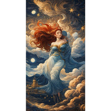 Load image into Gallery viewer, AB Diamond Painting - Full Round - Redhead girl in the cloud (40*75CM)