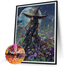 Load image into Gallery viewer, AB Diamond Painting - Full Round - Witch in flowers under the moon (40*50CM)