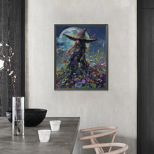 Load image into Gallery viewer, AB Diamond Painting - Full Round - Witch in flowers under the moon (40*50CM)