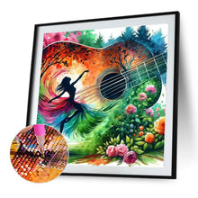 Load image into Gallery viewer, Diamond Painting - Full Round - Dancing Girl Silhouette and Guitar (40*40CM)