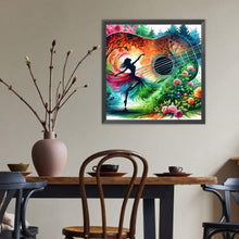 Load image into Gallery viewer, Diamond Painting - Full Round - Dancing Girl Silhouette and Guitar (40*40CM)
