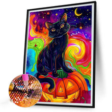 Load image into Gallery viewer, AB Diamond Painting - Full Round - Black Cat on Pumpkin (40*50CM)