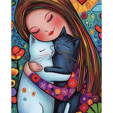 Load image into Gallery viewer, AB Diamond Painting - Full Round - Girl and Kittens (40*50CM)