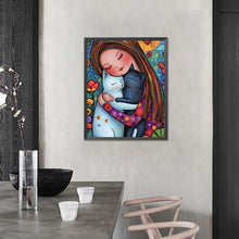 Load image into Gallery viewer, AB Diamond Painting - Full Round - Girl and Kittens (40*50CM)